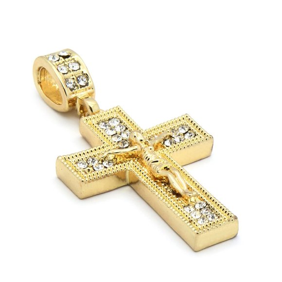 Men's 14k Gold Jesus Cross 24" Figaro Chain - Picture 4 of 4